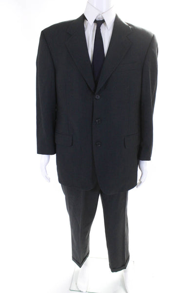 Paul Dione Mens Notched Collar Suit Jacket w/ Pants Set Gray Size 44 38