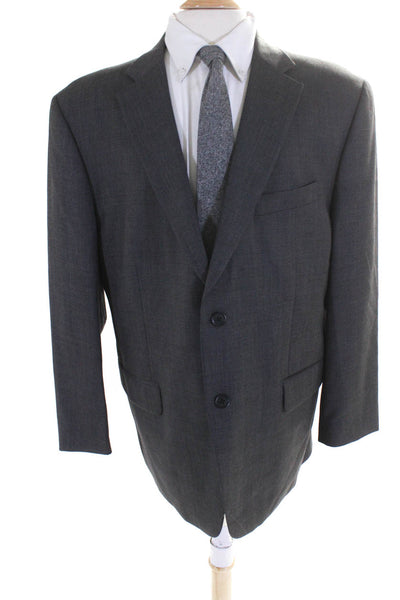 Tommy Hilfiger Mens Wool Notched Collar Two Button Suit Jacket Gray Size S 44