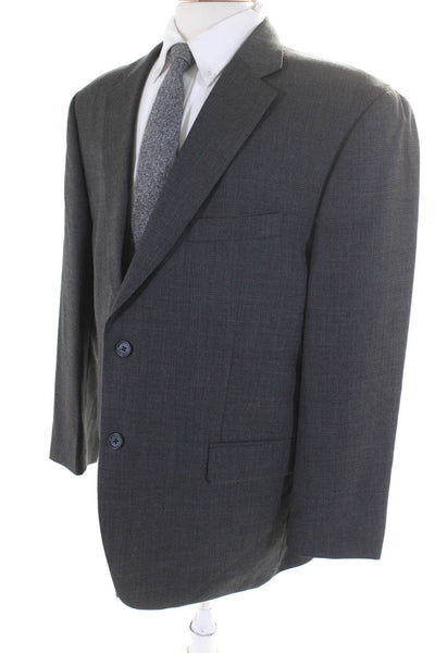 Tommy Hilfiger Mens Wool Notched Collar Two Button Suit Jacket Gray Size S 44