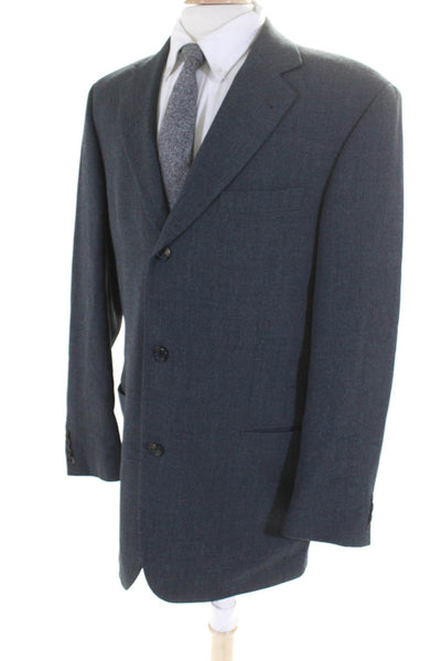 Boss Hugo Boss Mens Collared Three Button Blazer Suit Jacket Blue Gray Size 42L