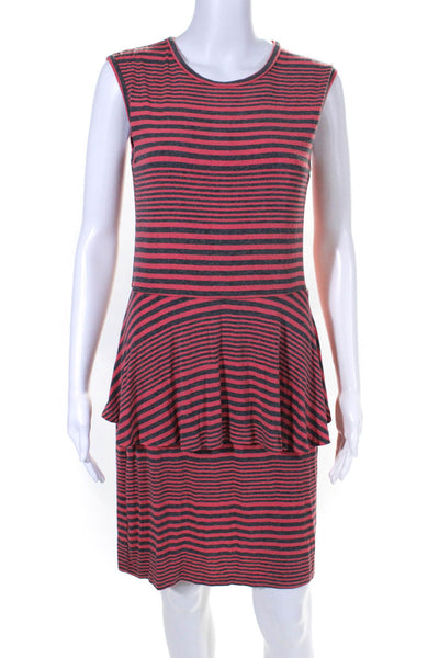 Artelier Nicole Miller Women's Scoop Neck Sleeveless Tiered Mini Dress Striped M