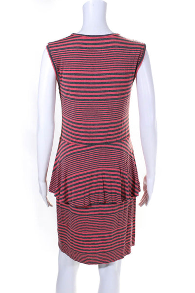 Artelier Nicole Miller Women's Scoop Neck Sleeveless Tiered Mini Dress Striped M