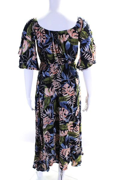 Label Of Love Womens Floral Print A Line Maxi Dress Navy Blue Size Small