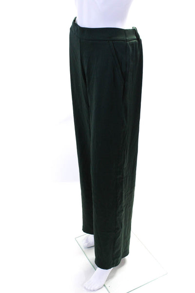 Aaizel Women's High Waist Wide Leg Elastic Waist Trousers Green Size 8