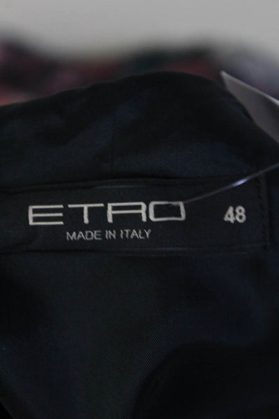 Etro Womens Floral Satin Jacquard Midi Fit & Flare Dress Black Pink Size IT 48