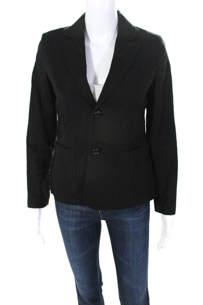 APC Women's Collar Pockets Long Sleeves Lined Two Button Jacket Black Size 36