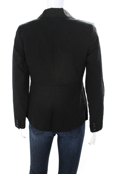 APC Women's Collar Pockets Long Sleeves Lined Two Button Jacket Black Size 36