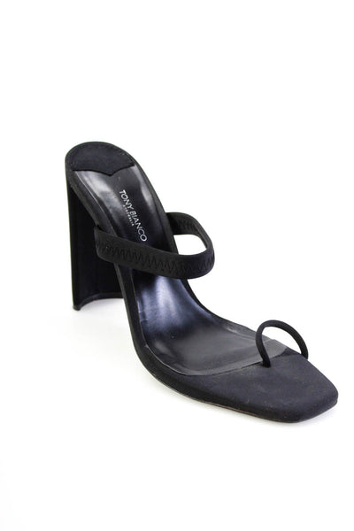 Tony Bianco Womens Block Heel Double Strap Sandals Black Nylon Size 9