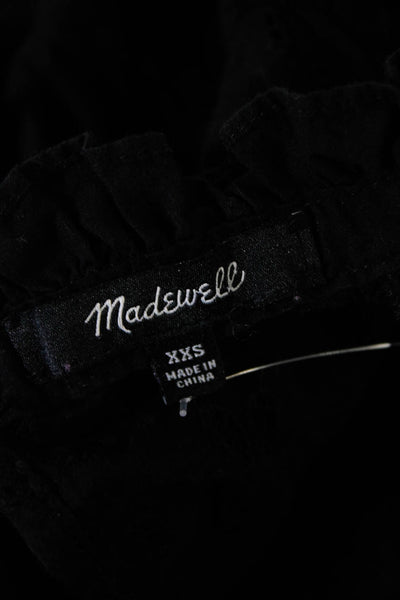 Madewell Womens Cotton Long Sleeve Eyelet Blouse Top Black Size XXS