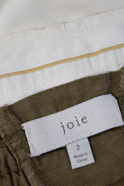 Joie Theory Womens Linen Paperbag High Rise Belted Shorts Olive Size 2 00 Lot 2