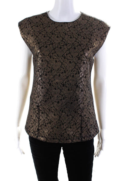 Hotel Particulier Women's Round Neck Sleeveless Lace Blouse Peplum Blouse Gold M