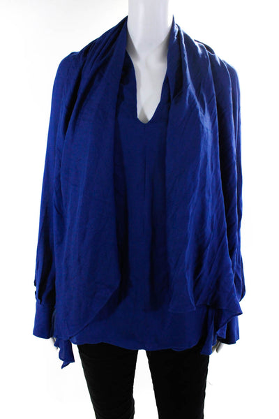 Plein Sud Jeanius Women's V-Neck Long Sleeves Blouse Blue Size12