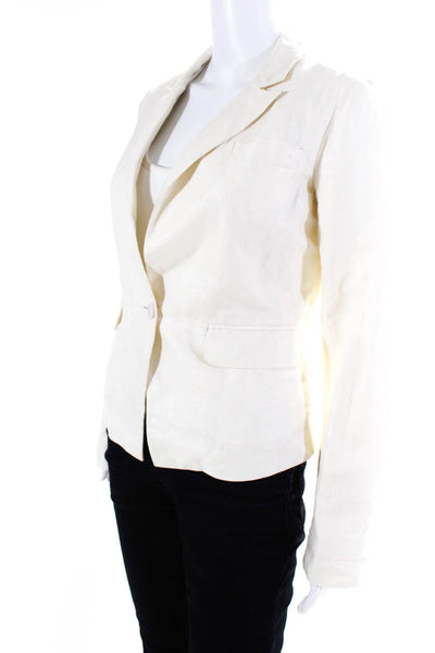 Elizabeth and James Womens Long Sleeve Notched Collar Blazer Off White Size 2