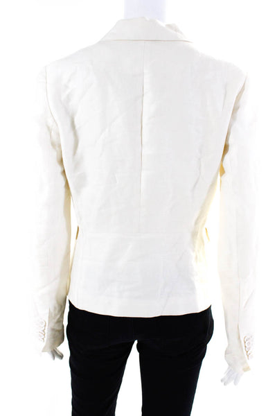 Elizabeth and James Womens Long Sleeve Notched Collar Blazer Off White Size 2