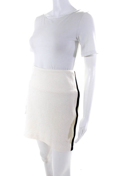 IRO Womens Striped Textured Zip Up Micro Mini Pencil Skirt Off White Size 42
