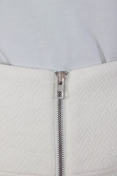 IRO Womens Striped Textured Zip Up Micro Mini Pencil Skirt Off White Size 42