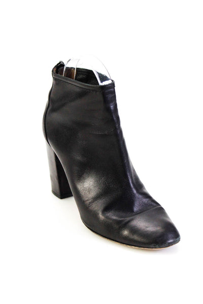 Aquazzura Womens Leather Round Toe Zip Up Block Heel Ankle Boots Black Size 37 7