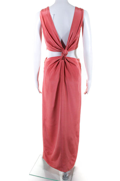 Dion Lee Women's Silk Sleeveless High Slit Knot Cutout Gown Pink Size 4