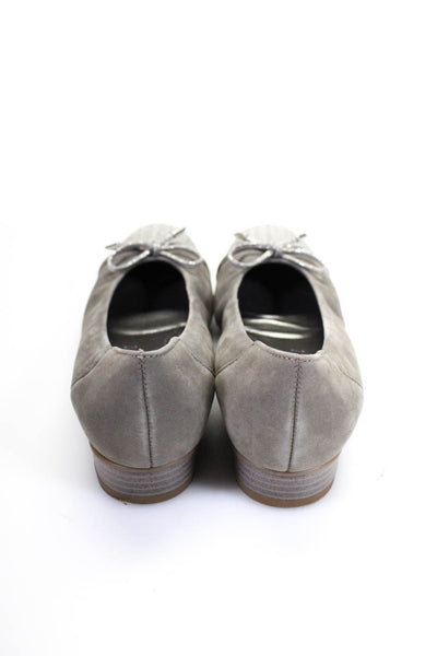 Ara Womens Gray Suede Bow Front Blocked Heels Low Pump Shoes Size 9.5