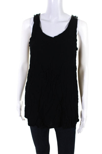 Ghost Womens Textured Round Neck Sleeveless Tank Top Blouse Black Size M