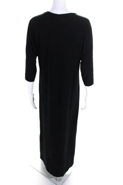 Barneys New York Womens Round Neck Long Sleeve Shift Maxi Gown Black Size S