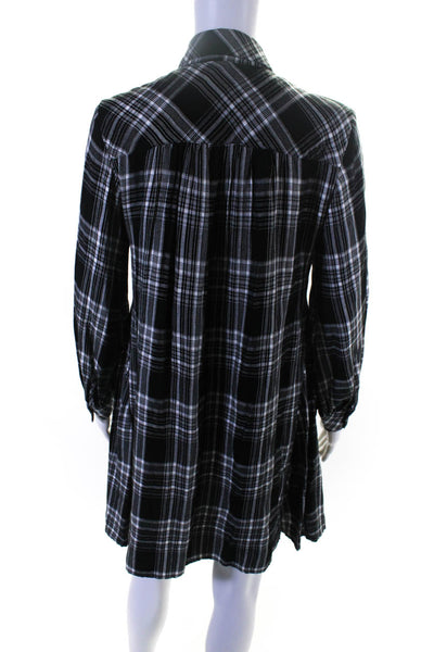 Lou & Grey Women's Collar Long Button Shirt Dress Plaid Size XS