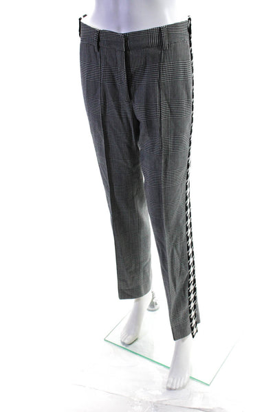 Off White Womens High Rise Pleated Houndstooth Pants Black Wool White Size 6