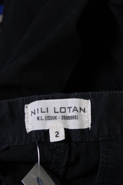 Nili Lotan Womens Zipper Fly Striped Trim Pleated Cropped Pants Gray Size 2