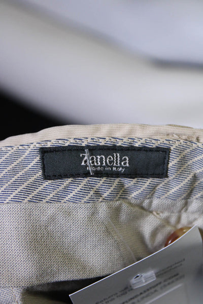 Zanella Mens Zipper Fly Pleated Straight Leg Pants Brown Cotton Size IT 50