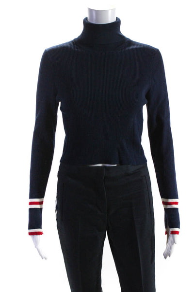 Zara Womens Turtleneck Sweater Pants Navy Blue White Size Small Large Lot 2