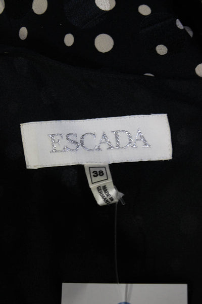 Escada Womens Back Zip Sleeveless Scoop Neck Polka Dot Dress Black White IT 38
