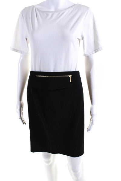 Emilio Pucci Womens Zipper Detail Zip Up Knee Length Pencil Skirt Black Size 12