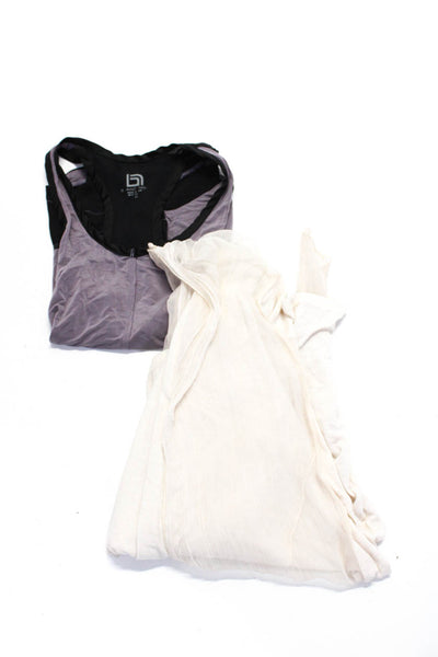 Blanc Noir Women's Tank Top Open Front Cardigan Purple Ivory Size XS S Lot 2