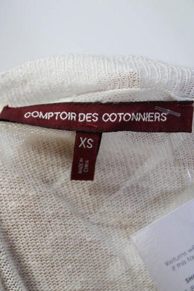 Comptoir Des Cotonniers Womens Cotton Thin-Knit Long Sleeve Top White Size XS