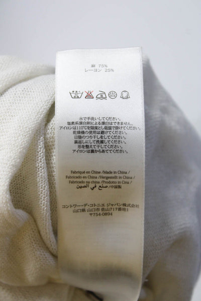 Comptoir Des Cotonniers Womens Cotton Thin-Knit Long Sleeve Top White Size XS