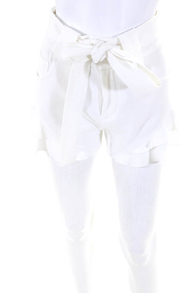 Derek Lam 10 Crosby Womens High Waist Belted Ruffled Mini Shorts White Size 00