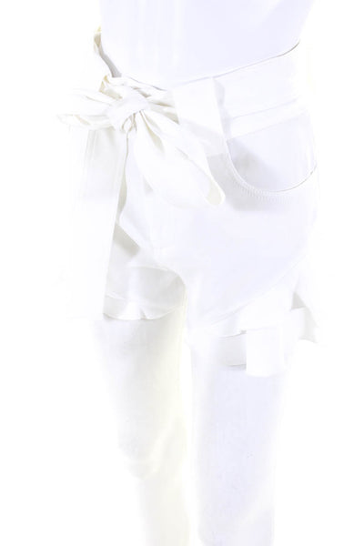Derek Lam 10 Crosby Womens High Waist Belted Ruffled Mini Shorts White Size 00