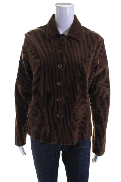 Tandem Womens Brown Cotton Corduroy Collar Long Sleeve Shacket Size 40