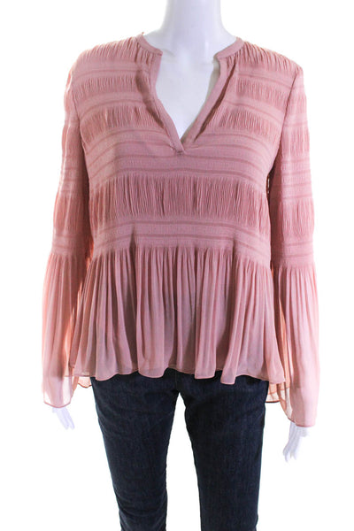Intermix Women's Round Neck Long Sleeves Blouse Pink Size P