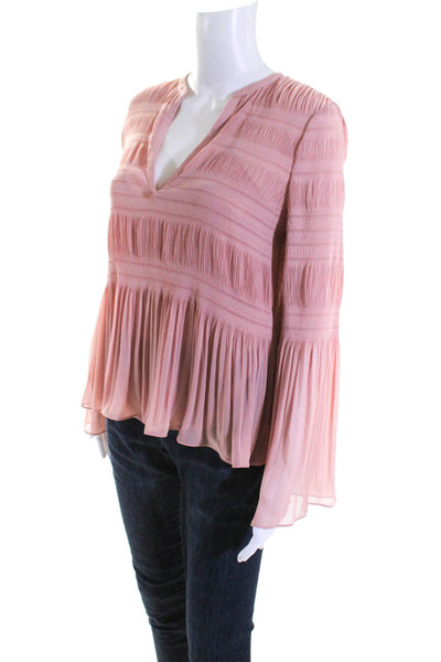 Intermix Women's Round Neck Long Sleeves Blouse Pink Size P