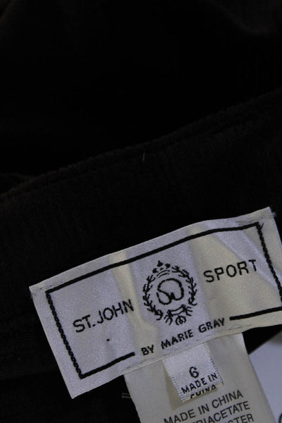 St. John Sport By Marie Gray Womens High Rise Corduroy Pants Brown Size 6