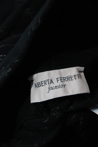 Alberta Ferretti Girls Hood Long Sleeves Sweatshirt Black Size 10