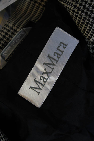 Max Mara Womens Glen Check Woven Blazer Jacket Black Ivory Wool Size 12