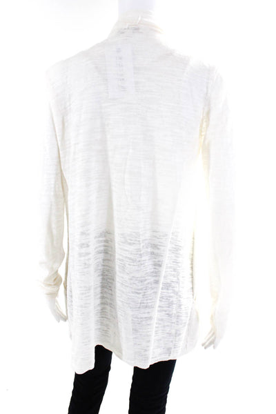White + Warren Womens Single Button Draped Cardigan Sweater White Cotton Medium