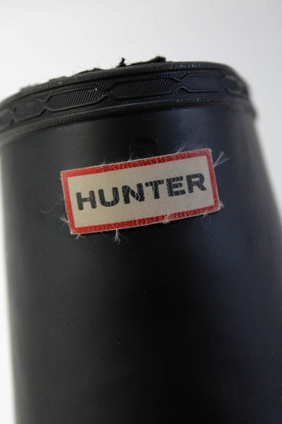 Hunter Boys Rubber Round Toe Mid Calf Low Heel Rain Boots Black Size 8
