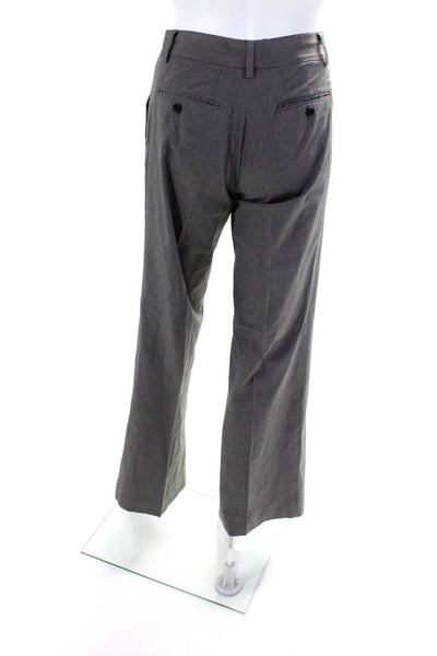 Theory Womens Gray Cotton High Rise Pleated Straight Leg Pants Size 0/S