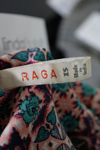Raga Womens Blue Multi Printed V-Neck Tie Straps Sleeveless Romper Size XS