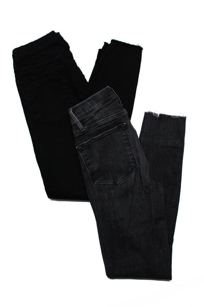 Frame Denim Women's Frayed Hem Skinny Jeans Black Size 26 25, Lot 2