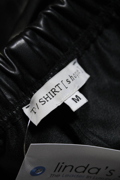 T Shirt Shoppe Womens High Rise Straight Leg Faux Leather Pants Black Medium