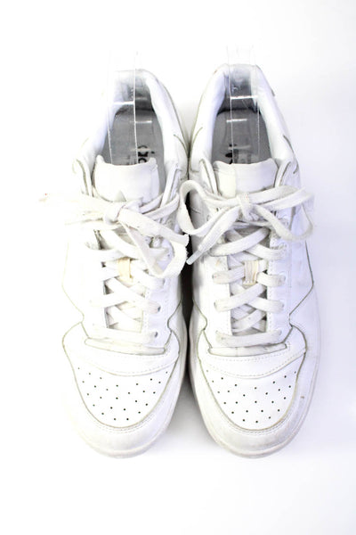 Adidas Womens Lace Up Side Logo Perforated Sneakers White Leather Size 8.5